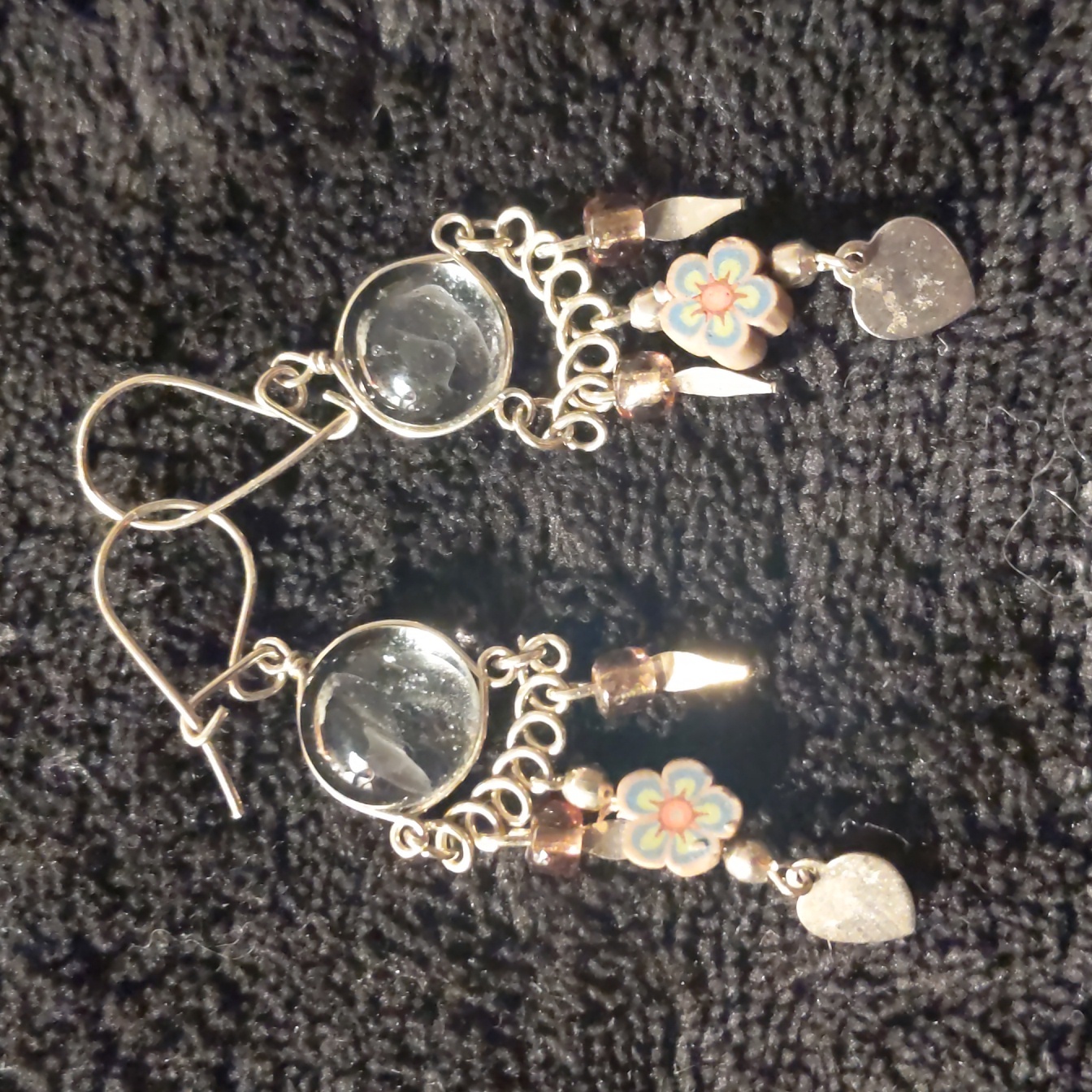 Clear Dangle Floral Hippy Beaded Pierced Earrings